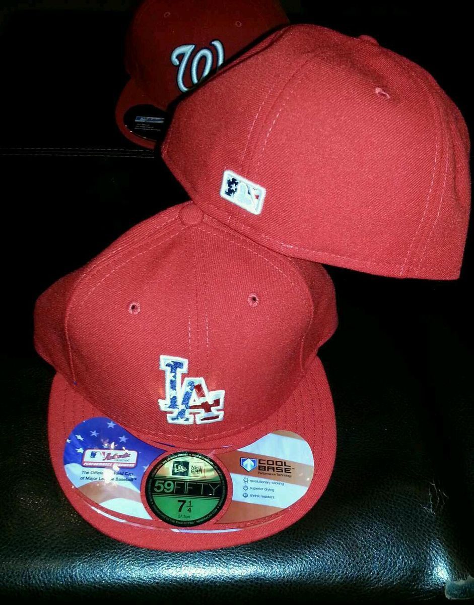Los Angeles Dodgers New Era 5950 Stars & Stripes sz 7 3/8 Hat Cap