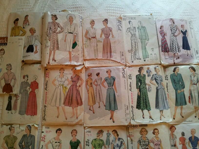 Vintage Lot of 27 1940s and 1950s Womens Dress Patterns