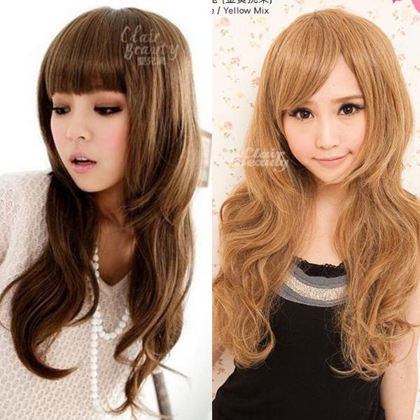 Party Cute Bangs Natural Curly Wavy Long Hair Wigs S0005 LW774A