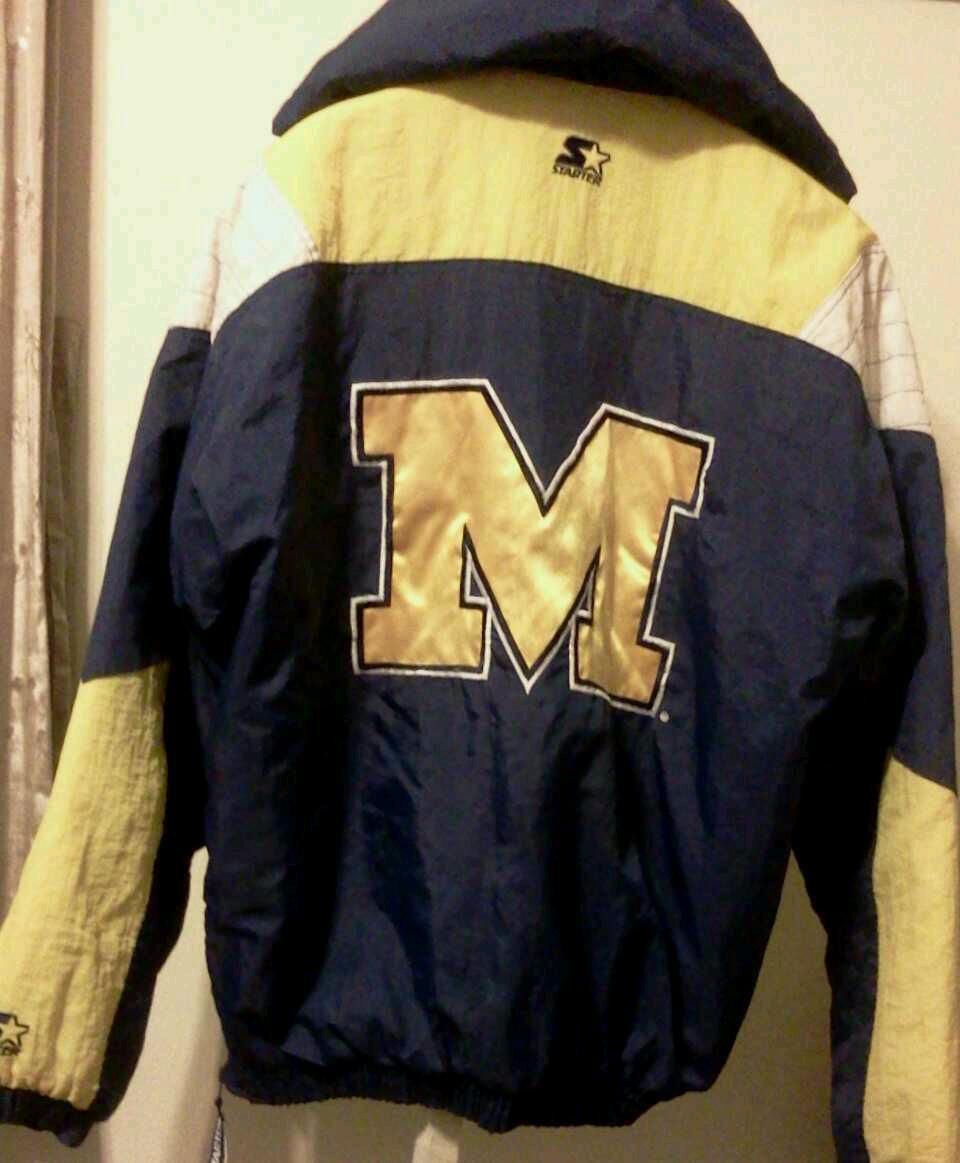 Vtg. 90s STARTER Michigan Wolverines jacket/coat adult/mens large GUC
