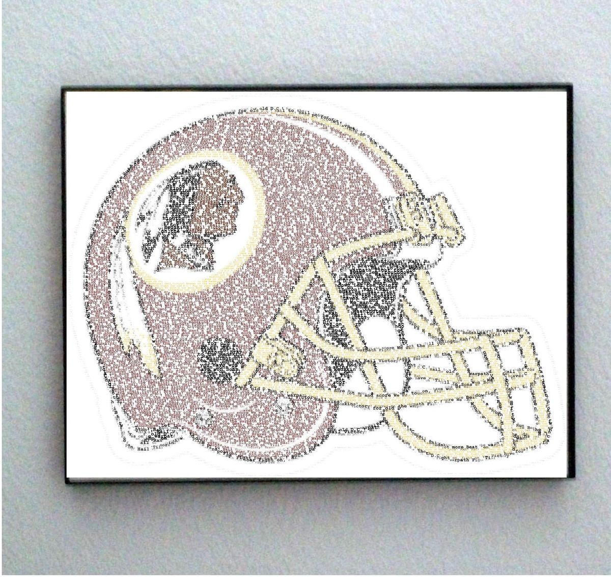 Washington Hail to The Redskins Lyrics Helmet Framed