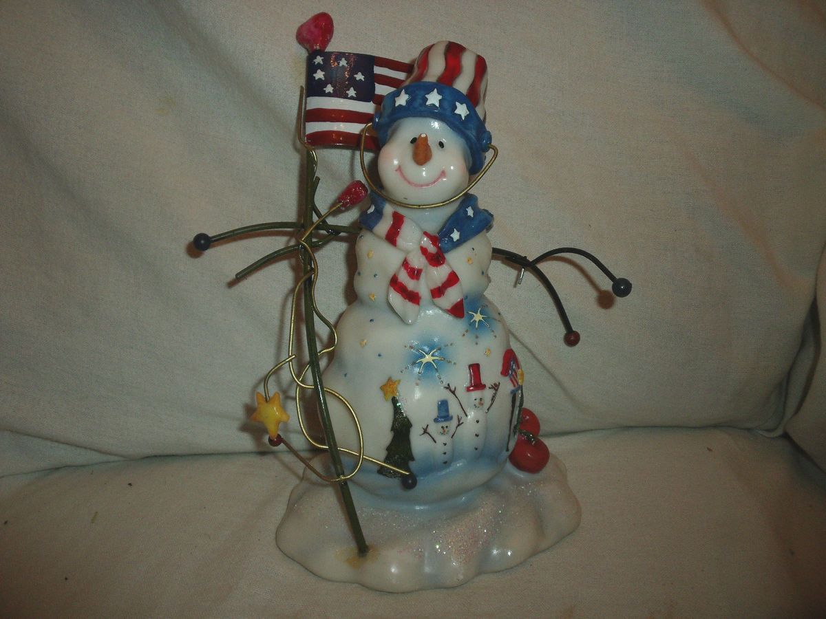 Americana Themed Snowman Figurine from Hitc Lynwood IL