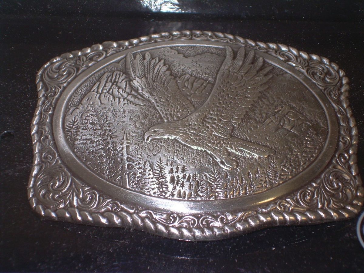 Crumrine Eagle Silver Belt Buckle M F Western