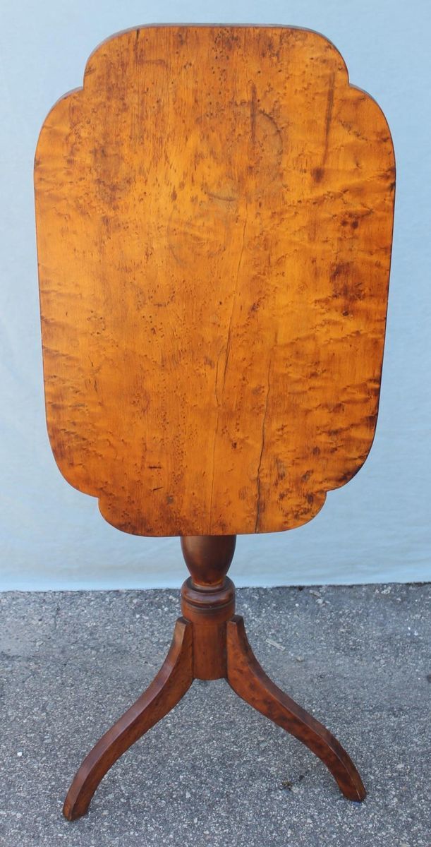 Antique 1830s Solid Birdseye Maple Empire Period Tilt Top Candlestand