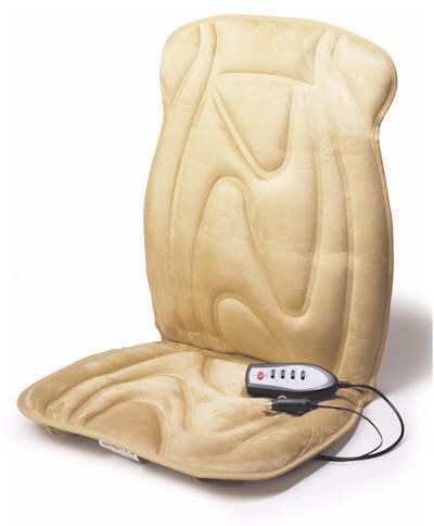 Tan Suede 12 Volt Powered Heated Massaging Car Seat Cushion New