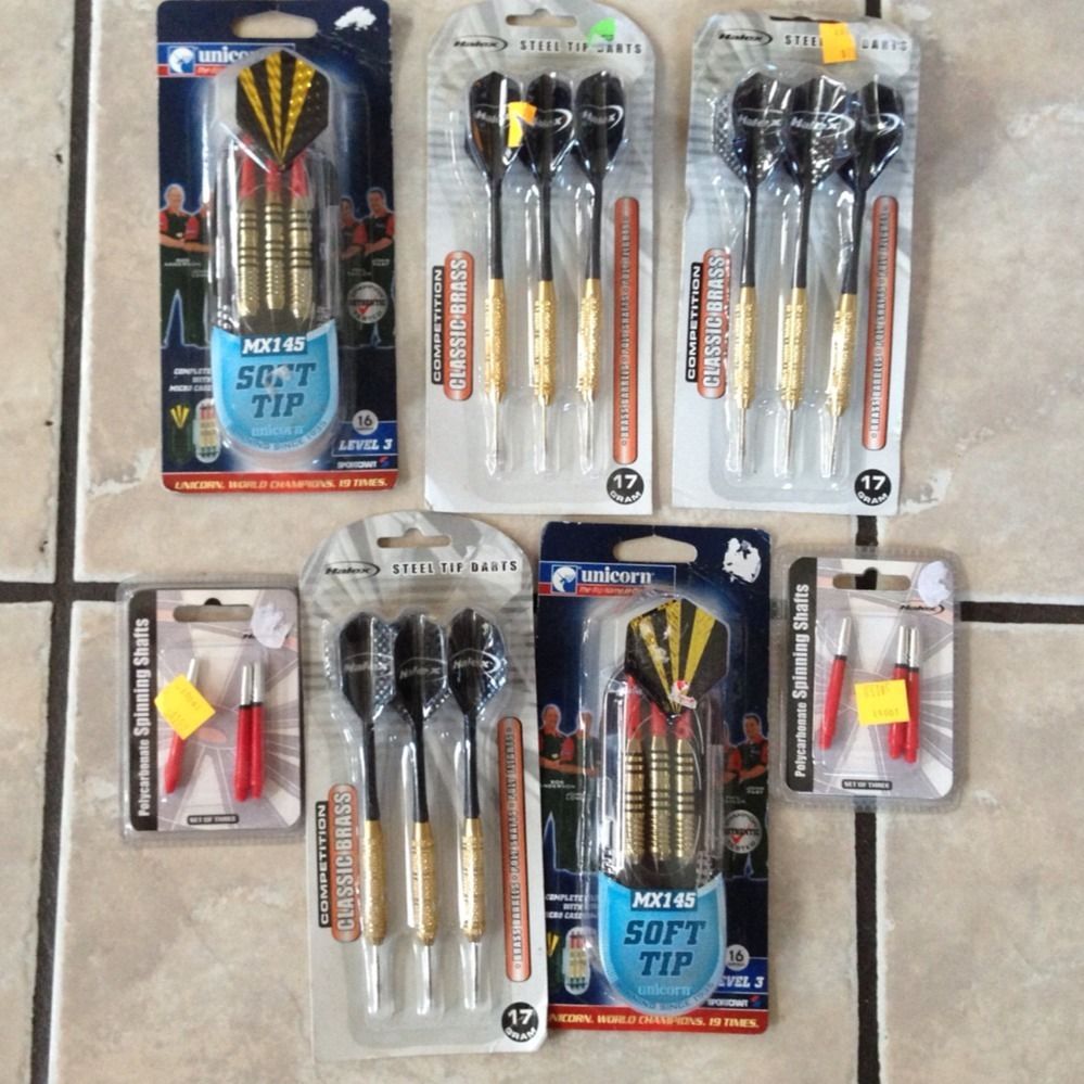 Unicorn Halex Sportcraft Darts Lot of 15 6 Spinning Shafts Brass Steel