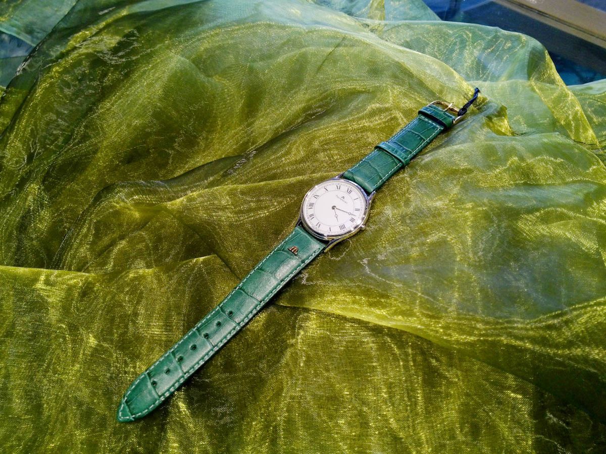 Maurice Lacroix white gold plated watch in green  on Buy