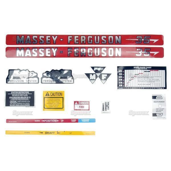 Massey Ferguson MF 35 MF35 Tractor Complete Decal Set