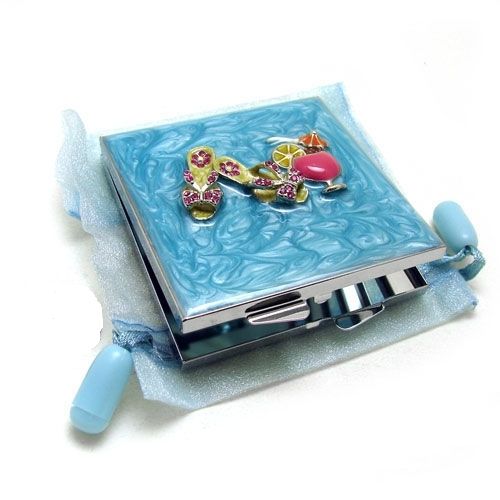 Sandals Daquire Swarovski Crystal Blue Compact Mirror