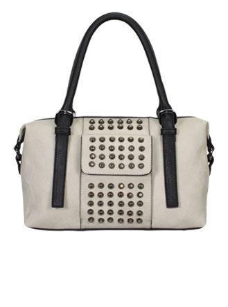 Melie Bianco Courtney Bag with Studded Front Pocket in Bone