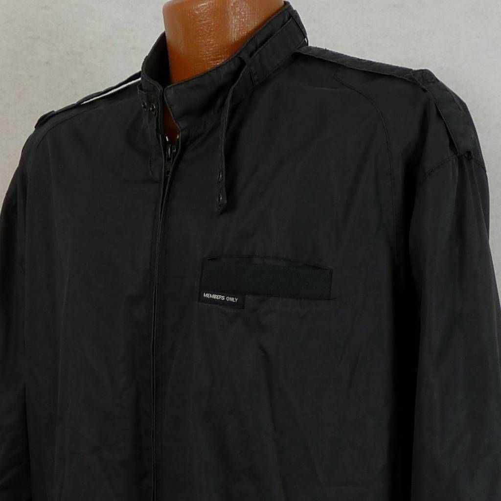Members Only Black Cafe Racer Style Lightweight Jacket Mens XLT Tall