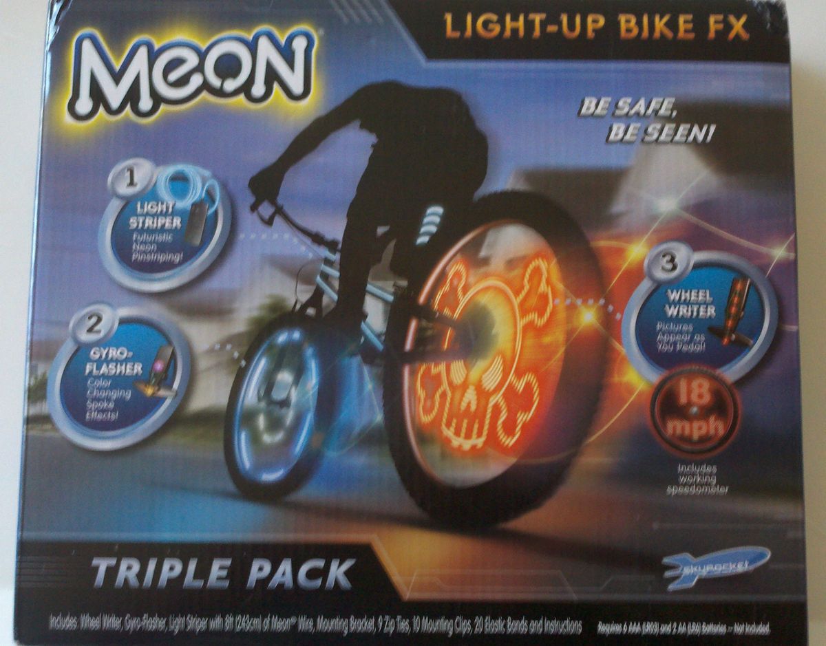 Meon Light Up Bike FX Bicycle 3 Pack Wheel Writer Gyro Flasher Light