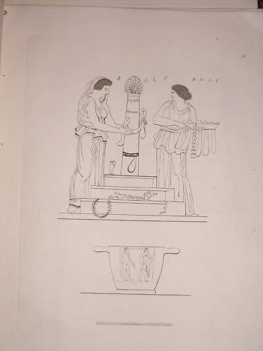 1868 Engraving Urn Agamennons Grave 2 Daughters Anzi