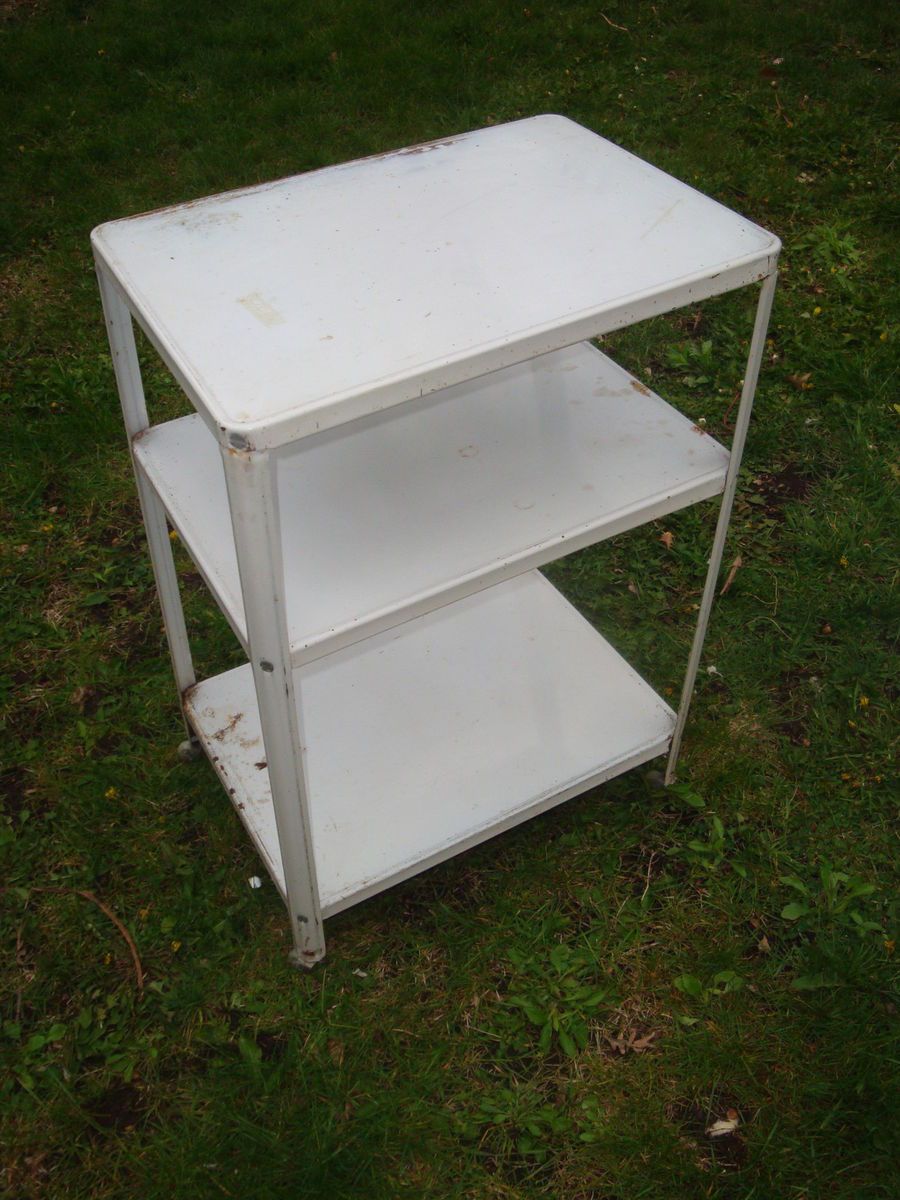 Vintage Industrial Metal Kitchen Hometable Sewing Craft Stand Cart