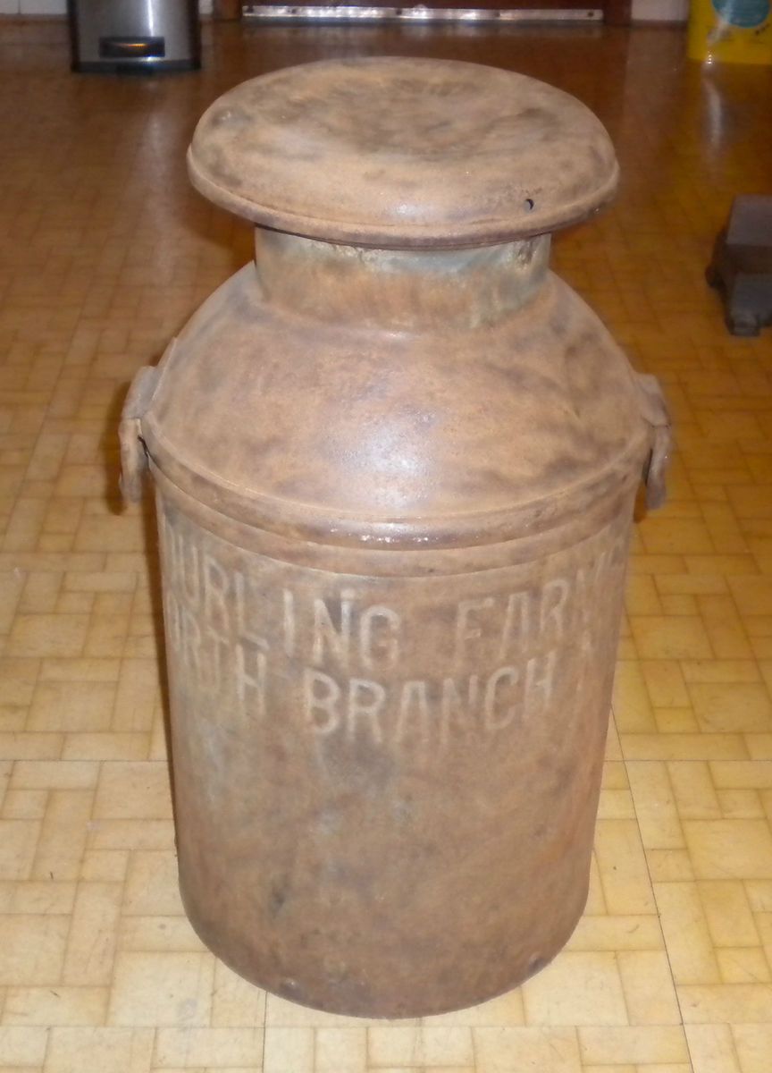 Vintage Original Metal Milk Can Durling Farms North Branch NJ Quick