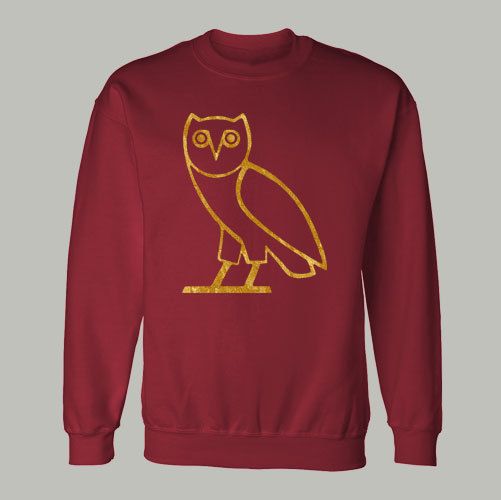 OVO DRAKE ~ SWEATSHIRT GOLD METALLIC OWL ovoxo hip hop rap ALL SIZES