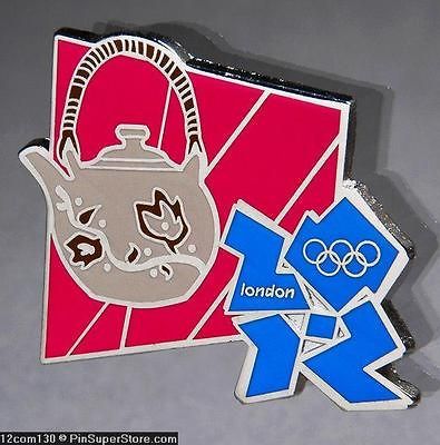 OLYMPIC PINS BADGE 2012 LONDON ENGLAND UK PINK TEAPOT TEA LOGO