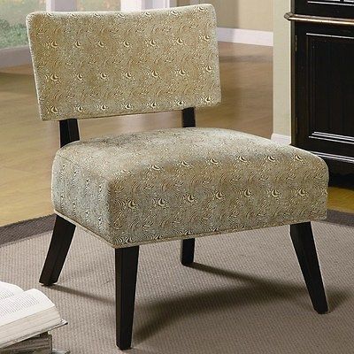 Contemporary Oversized Accent Chair Brown Swirl Pattern Fabric Walnut