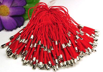 Lot 50pc Red Cell Phone Silk Strap Rope 