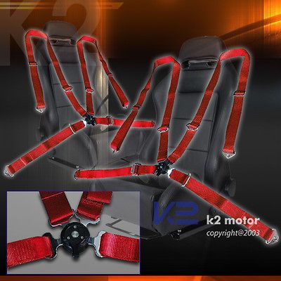 PAIR of 4PT CAMLOCK RACING SEAT BELT BELTS HARNESS RED LEGEND NSX DC5