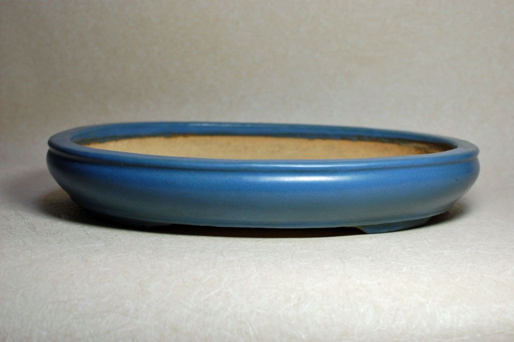 16 Tokoname Japanese bonsai pot by Hattori #20g203 large2 oval blue