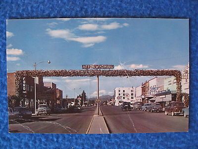 VINTAGE STAR VALLEY MAIN STREET ELK HORN ARCH AFTON WYOMING POST CARD