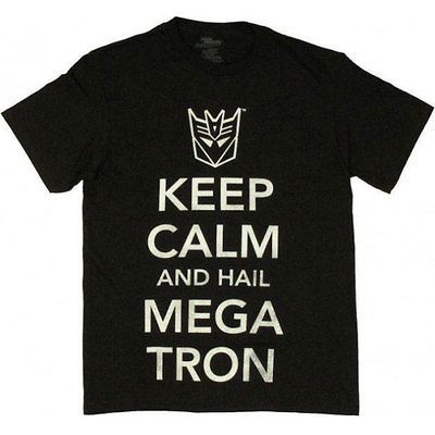 Transformers Keep Calm And Hail Megatron Men Anime T shirt (Black)