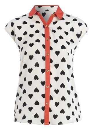 Ivory Blouse Top Shirt LOVE HEART Print UK 20 Primark BNWT