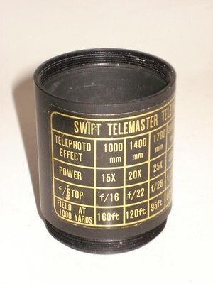 Vintage SWIFT TELEMASTER TELEPHOTO ADAPTER W/ Fields Power F/Stop