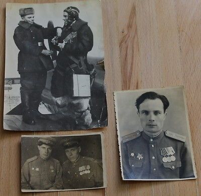 Russian Military Pilot polar helmet Photo airborne Officer Medal WW2