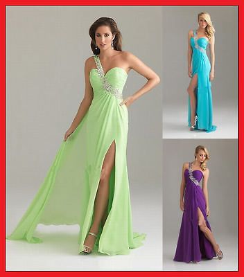 One shoulder Bridesmaid Long Dress Evening Party Prom Wedding Gown