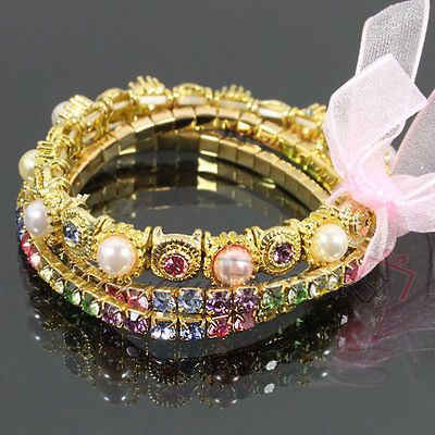 HOT NOW Ribbon Rhinestone Strech Bracelet in 5 Colors