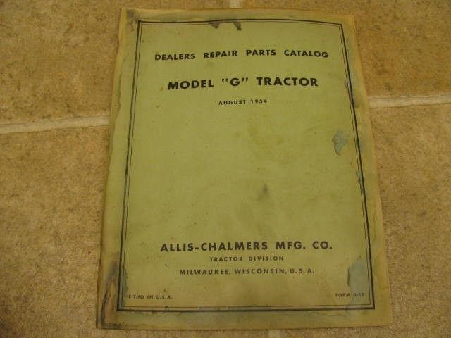 Allis Chalmers G Tractor Parts Book Catalog Manual