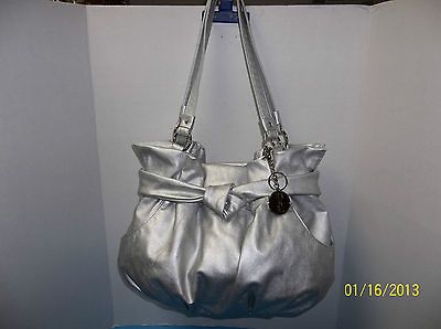 Elegant ELLE Metallic Gray shoulder bag handbag Purse double handles