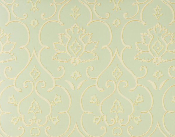 Pale Blue Green Scroll Damask Wallpaper Double Rolls