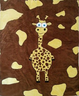 Cute Super Soft Brown Fur Animal Giraffe Fleece Baby Kid Blanket Throw