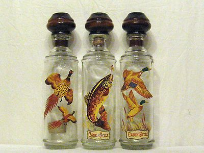 of 3 Cabin Still Kentucky Straight Bourbon Whiskey Decanters Bottles