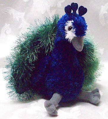 Plush Aurora Perry Peacock stuffed animal plush 12 feathers beautiful