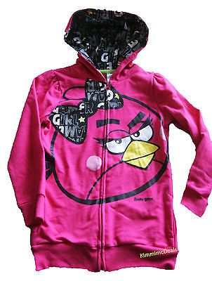 ANGRY BIRDS GIRLS PINK HOODIE JACKET 6 or 6X NWT