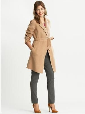 BANANA REPUBLIC DOUBLE FACE WOOL BELTED WRAP COAT, CAMEL,SZ XL,NWT