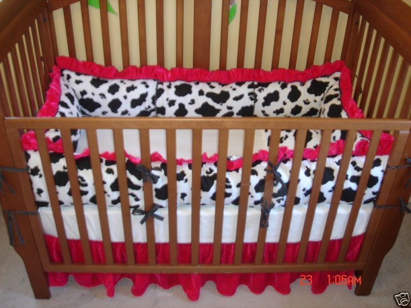 Custom Made Baby Bedding Animal Cow Print.