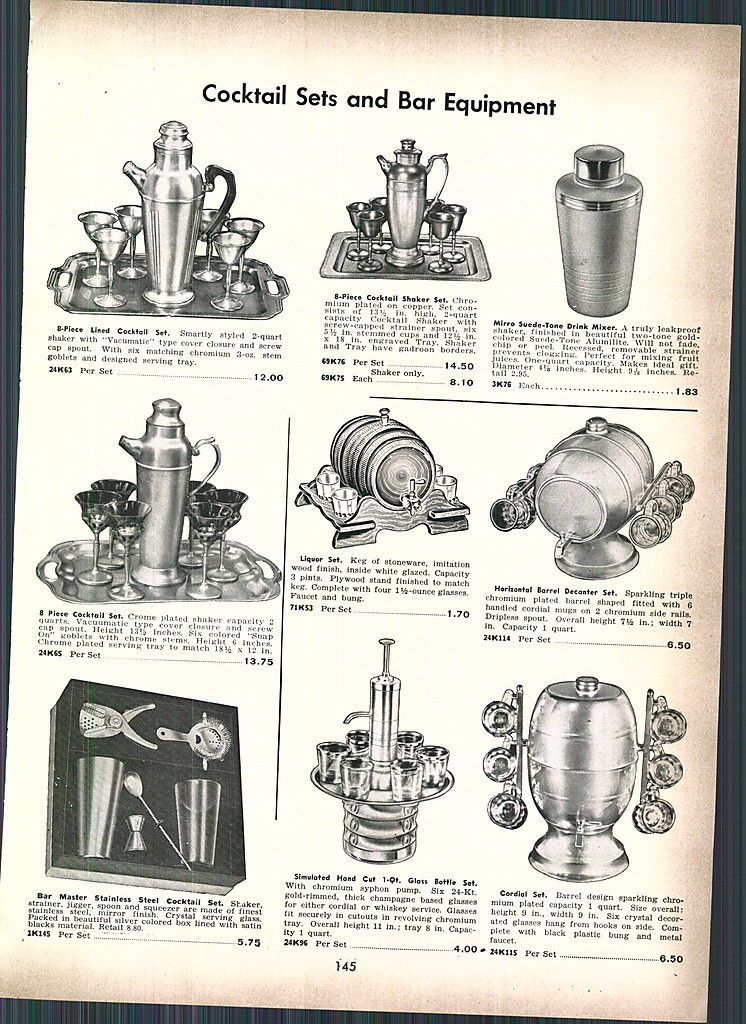 1957 AD Cocktail Sets Bar Equipment Cordial Sets Liquor