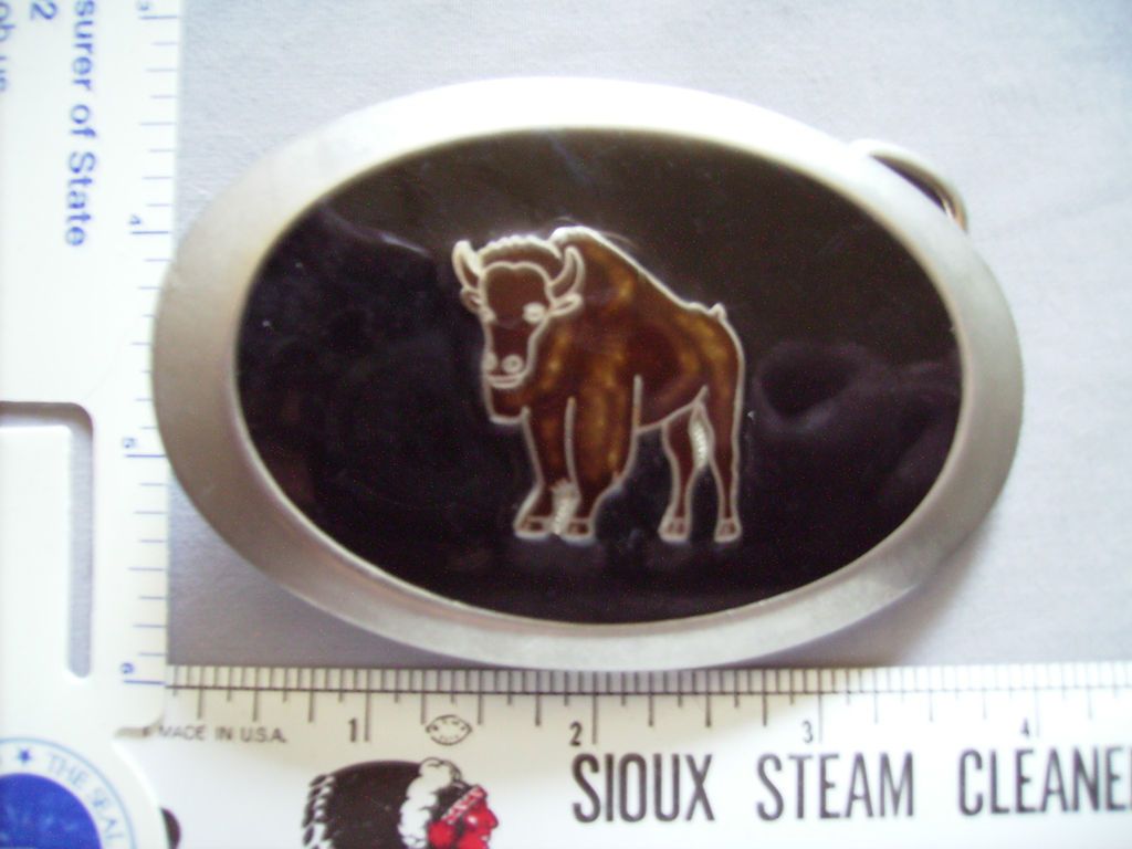 Ox Oxen Bull Cow Bullock Cattle Vintage Belt Buckle Herd Beef Black