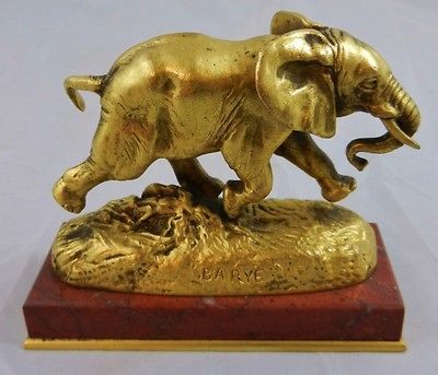 19th C French F. Barbedienne Dore Bronze Statue   Figure Elephant