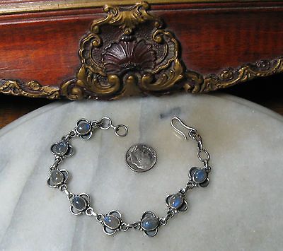 VINTAGE STERLING SILVER MOONSTONE 8 CTS ADJUSTABLE BRACELET or ANKLET