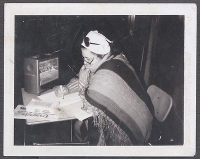 Vintage Polaroid Photo Cold Girl in Blankets Heater Writing Desk