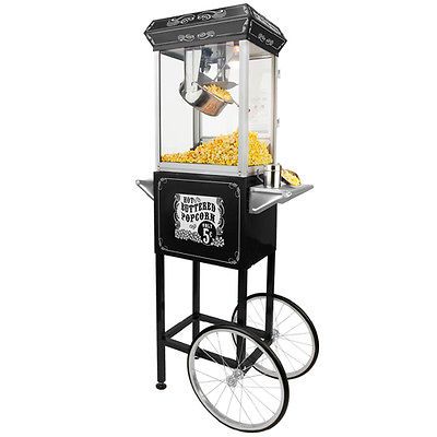 8oz Black Popcorn Popper Machine Maker Cart Vintage Style  FT862CB