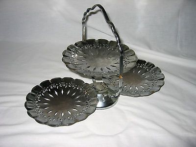 Tier Chrome (Silver Look) Foldable Serving Tray Three Levels