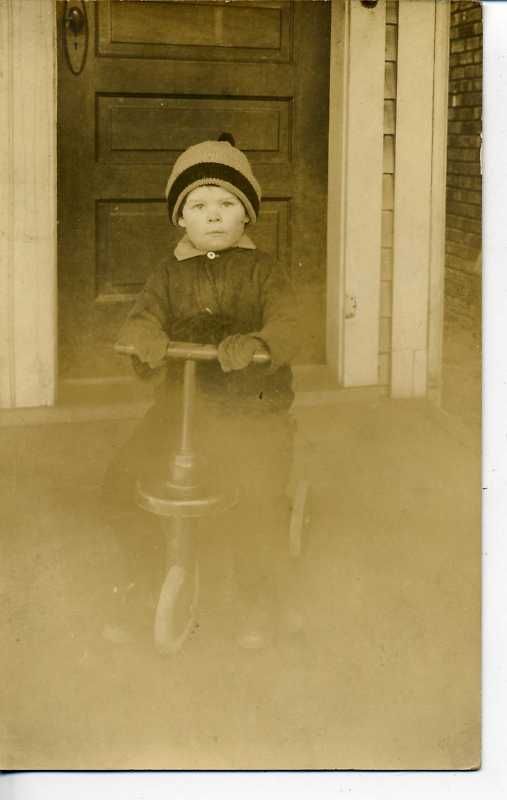 RPPC CHILDREN BOY ON TOY SCOOTER VINTAGE POSTCARD