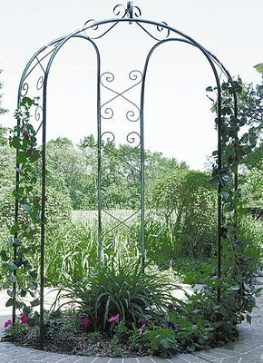 Sided Gazebo Pergola Arbor Hunter Green Metal Fower Rose Vine